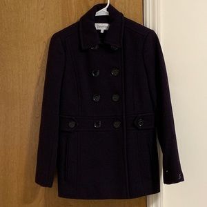 Calvin Klein Pea Coat in Plum Purple Size P2
